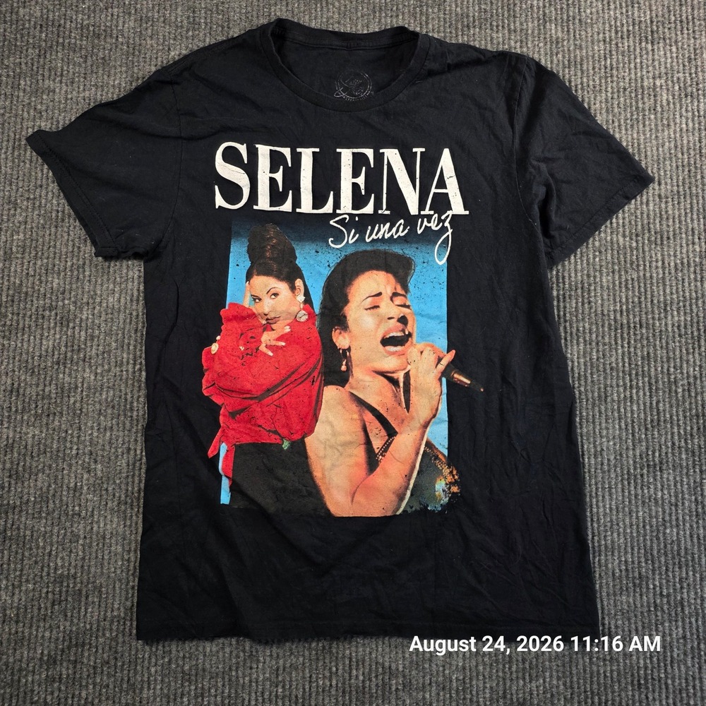 Selena Quintanilla Si Una Vez Graphic T-Shirt Black Mens Size Medium Cotton